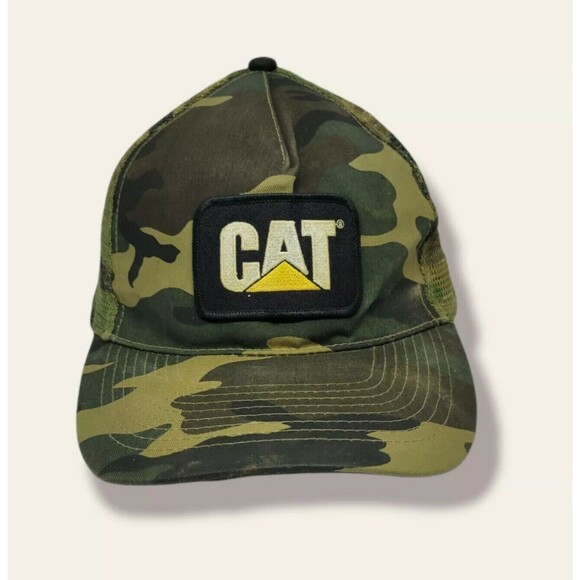 Cattapillar Inc Hat Men One Size Camo CAT Logo Mesh Baseball Cap Snap Back Otto - Picture 1 of 8